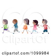 Poster, Art Print Of Line Of African American Children Walking