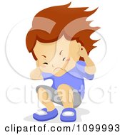 Poster, Art Print Of Boy Plugging His Ears And Being Hit With Noise