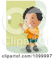 Poster, Art Print Of Black Boy Knocking On A Bathroom Door And Trying Not To Pee His Pants