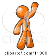 Friendly Orange Man Greeting And Waving Clipart Illustration by Leo Blanchette