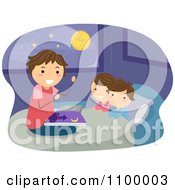 Poster, Art Print Of Happy Father Reading His Children A Bed Time Story