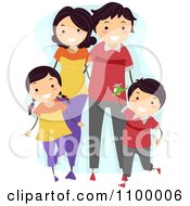 Clipart Happy Matching Family Walking Together Royalty Free Vector Illustration