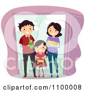 Poster, Art Print Of Happy Family Bringing Food And Beverage To Welcome New Neighbors
