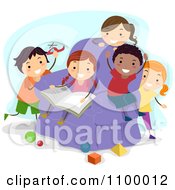 Poster, Art Print Of Happy Diverse Kids Reading And Playing With Shapes