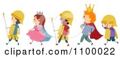 Clipart Line Of Diverse Royal Parade Children Royalty Free Vector Illustration