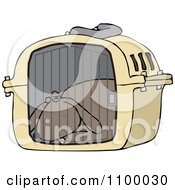 Poster, Art Print Of Tired Dog Drugged Up In A Pet Carrier