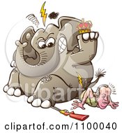Poster, Art Print Of King Juan Carlos Of Spain Breaking His Hip As An Angry Hunted Elephant Sits On Him