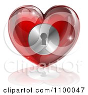 Poster, Art Print Of 3d Red Locked Heart With A Key Hole