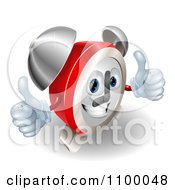 Poster, Art Print Of 3d Happy Alarm Clock Holding Two Thumbs Up