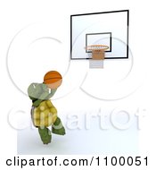 Poster, Art Print Of 3d Tortoise Jumping Towards A Basketball Hoop