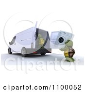 Poster, Art Print Of 3d Tortoises Loading A Washing Machine Into An Appliance Delivery Van