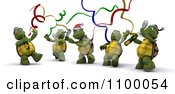 Poster, Art Print Of 3d Tortoises Celebrating At A Christmas Party