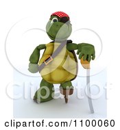 Poster, Art Print Of 3d Tortoise Pirate With A Peg Leg Eye Patch And Sword
