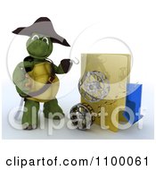 Poster, Art Print Of 3d Illegal Movie Download Tortoise Pirate With A Folder And Film Reels