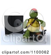 Poster, Art Print Of 3d Movie Or Software Tortoise Pirate With Illegal Bootleg Packaging