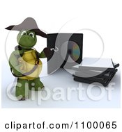 Poster, Art Print Of 3d Movie Or Software Tortoise Pirate Presenting Illegal Bootleg Packaging