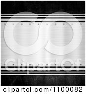 Clipart 3d Silver Riveted Brushed Metal Plaque Over Dark Texture Royalty Free Illustration