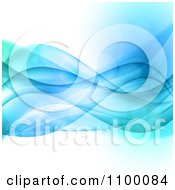 Poster, Art Print Of Background Of Transparent Waves Of Blue Flowing With Flares Of Light