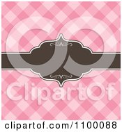 Poster, Art Print Of Brown Ornate Frame With Copyspace Over Pink Checkers