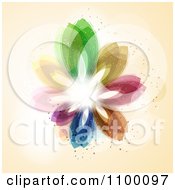 Abstract Flower Petal Background With A Flare Of Light Over Beige