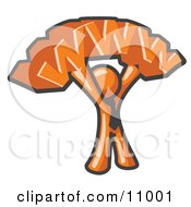 Proud Orange Business Man Holding WWW Over His Head Clipart Illustration