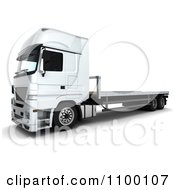 Poster, Art Print Of 3d White Lorry Big Rig Truck With A Flat Bed