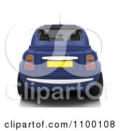 Poster, Art Print Of 3d Rear View Of A Blue Compact Car