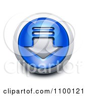 Poster, Art Print Of 3d Blue And Chrome Download Icon Button