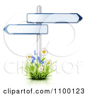 Poster, Art Print Of 3d Arrow Street Signs Posted In A Patch Of Flowers