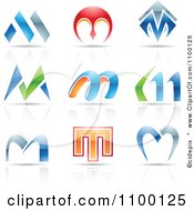 Colorful Letter M Icons With Reflections