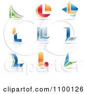 Colorful Letter L Icons With Reflections