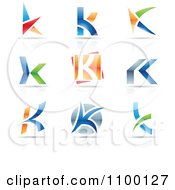 Colorful Letter K Icons With Reflections