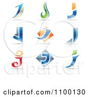 Poster, Art Print Of Colorful Letter J Icons With Reflections
