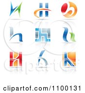 Colorful Letter H Icons With Reflections