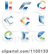 Colorful Letter C Icons With Reflections