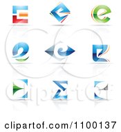 Poster, Art Print Of Colorful Letter E Icons With Reflections