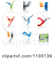 Poster, Art Print Of Colorful Letter Y Icons With Reflections