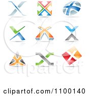 Poster, Art Print Of Colorful Letter X Icons With Reflections