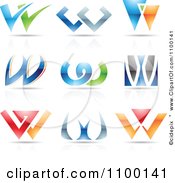 Poster, Art Print Of Colorful Letter W Icons With Reflections