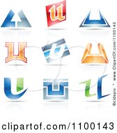 Poster, Art Print Of Colorful Letter U Icons With Reflections