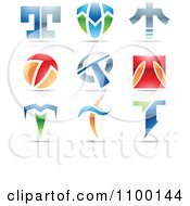 Poster, Art Print Of Colorful Letter T Icons With Reflections