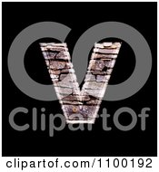 Poster, Art Print Of 3d Lowercase Letter V Made Of Stone Wall Texture