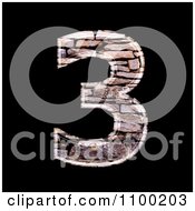 3d Number 3 Made Of Stone Wall Texture