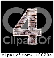 Poster, Art Print Of 3d Number 4 Made Of Stone Wall Texture