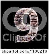 Poster, Art Print Of 3d Number 9 Made Of Stone Wall Texture