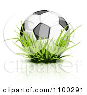 Clipart 3d Soccer Ball In Tall Grass Royalty Free Vector Illustration