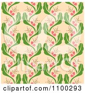 Clipart Seamless Pink And Green Floral Background Pattern Royalty Free Vector Illustration
