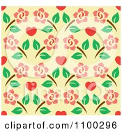 Clipart Seamless Heart And Floral Background Pattern Royalty Free Vector Illustration