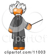 Orange Man Depicted As Albert Einstein Holding A Pointer Stick
