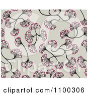 Seamless Pink Brown And Taupe Floral Ginkgo Biloba Background Pattern